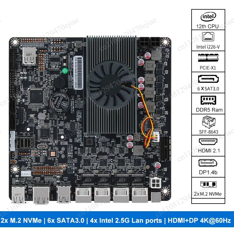 Mini Itx Dual 2.5G Nas Motherboard - Placa-mãe N100 Mini ITX NAS DDR5,