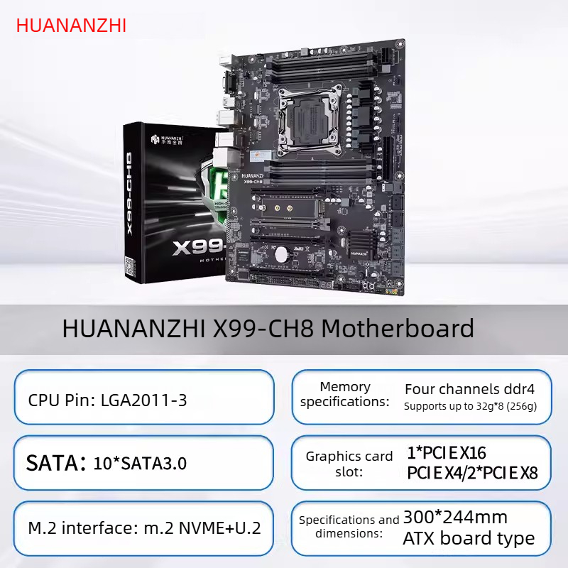 Dual Lga2011-3 Server Motherboard Combo - Placa-mãe HUANANZHI LGA2011-3 X99 CH8 com