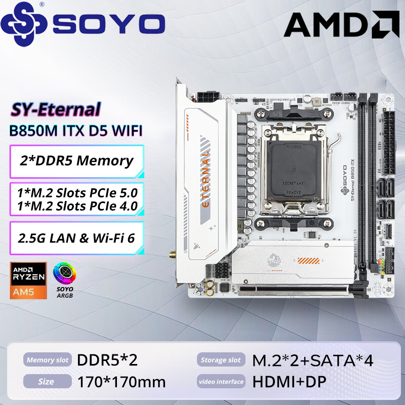 X870E Atx Motherboard - Soyo b850m argb placa-mãe wifi6 MINI-ITX