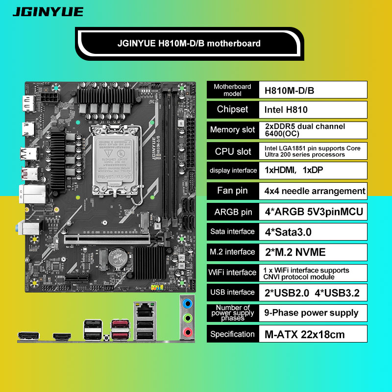 Lga1851 Gaming Motherboard - Placa-mãe H810 Intel LGA1851 DDR5 micro-ATX